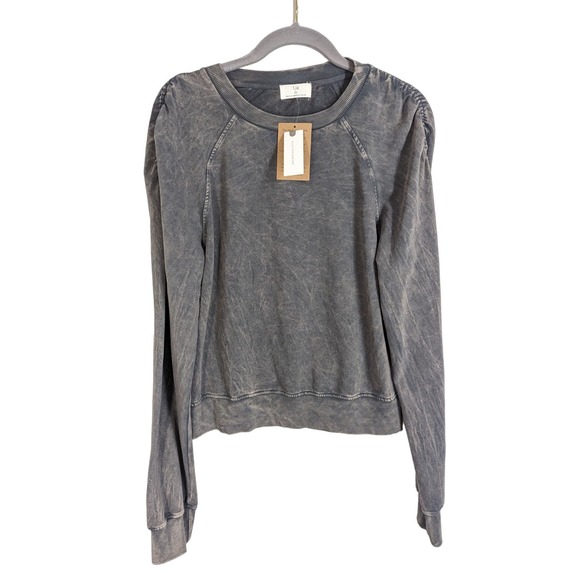 T.La Sweaters - NWT Anthropologie T. La Grey Ruched Long Sleeve Sweatshirt Size S